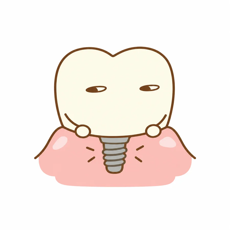 インプラント治療を案内する歯のキャラクター
